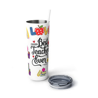 "Best Teacher" Skinny Steel Tumbler with Straw, 20oz