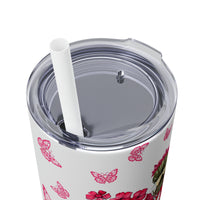 "Believe Butterfly" Skinny Tumbler with Straw, 20oz