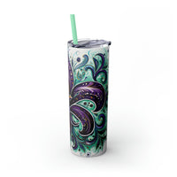 "Mardi Gras" Skinny Tumbler with Straw, 20oz