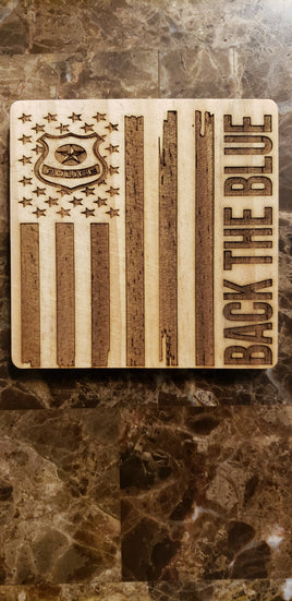 "Back the Police" Wooden coasters