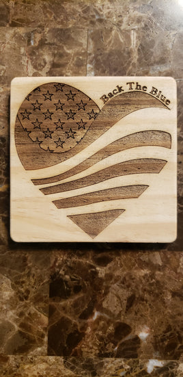 "Back the Blue" Wooden coasters