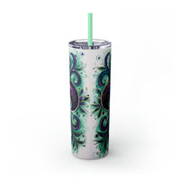 "Mardi Gras" Skinny Tumbler with Straw, 20oz