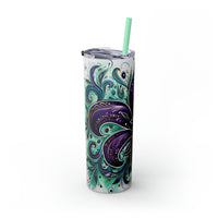 "Mardi Gras" Skinny Tumbler with Straw, 20oz