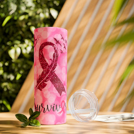 "Survivor" Skinny Tumbler with Straw, 20oz