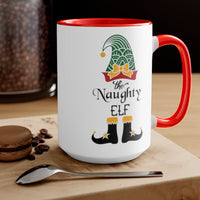 "Naughty Elf" Two-Tone Coffee Mugs, 15oz