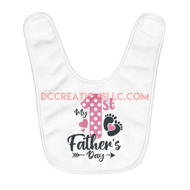 "1st Father's Day" Girls Fleece Baby Bib.