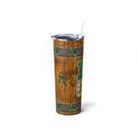 "A Barrel of Irish Luck" Skinny Steel Tumbler with Straw, 20oz