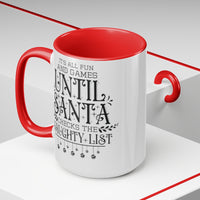 "Naughty Elf" Two-Tone Coffee Mugs, 15oz