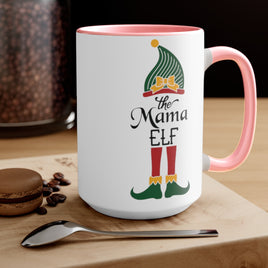 (Mama Elf) Two-Tone Coffee Mugs, 15oz