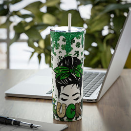 "Lady Luck" Skinny Steel Tumbler with Straw, 20oz