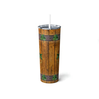 "A Barrel of Irish Luck" Skinny Steel Tumbler with Straw, 20oz
