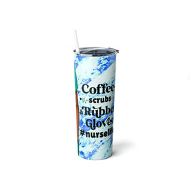 "Male Nurse" Skinny Steel Tumbler with Straw, 20oz