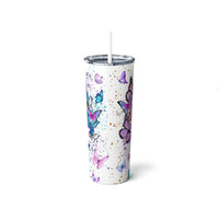 "Mindful" Skinny Steel Tumbler with Straw, 20oz